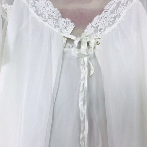 Night gown Victorian Lace Vtg Double Layer Robe - Picture 3 of 7